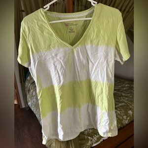 Natural Reflections V-Neck Tee in Lime and White